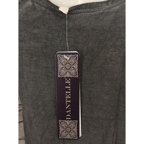 Dantelle Tunic Top Gray Ruffled Hem Short Sleeve Jersey Knit NEW  Size S - Picture 4 of 4